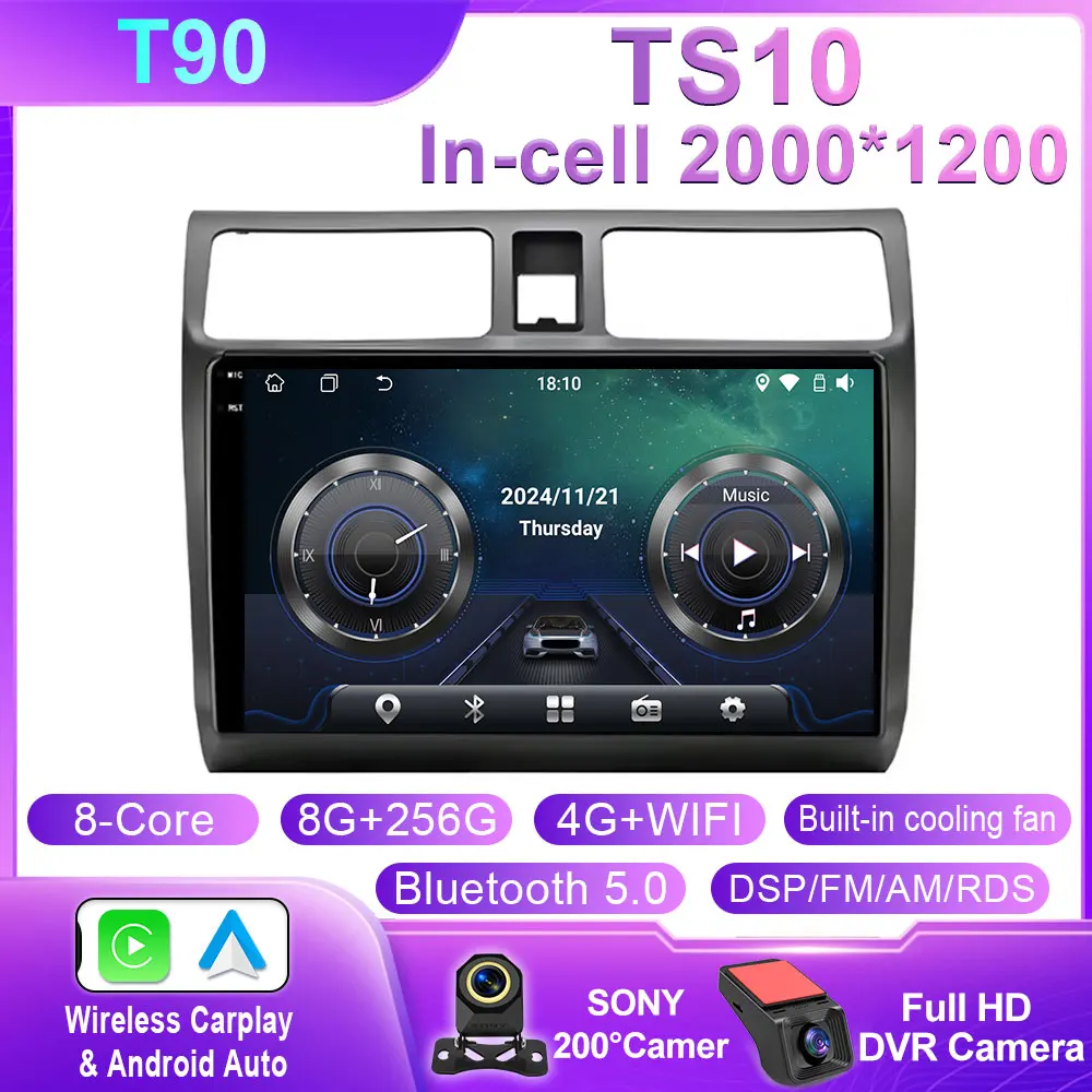Android 14 Autoradio Voor Suzuki Swift 2003-2006 2007 2008 2009 2010 Multimedia Speler Stereo Carplay AUTO Head Unit WIFI 4G BT