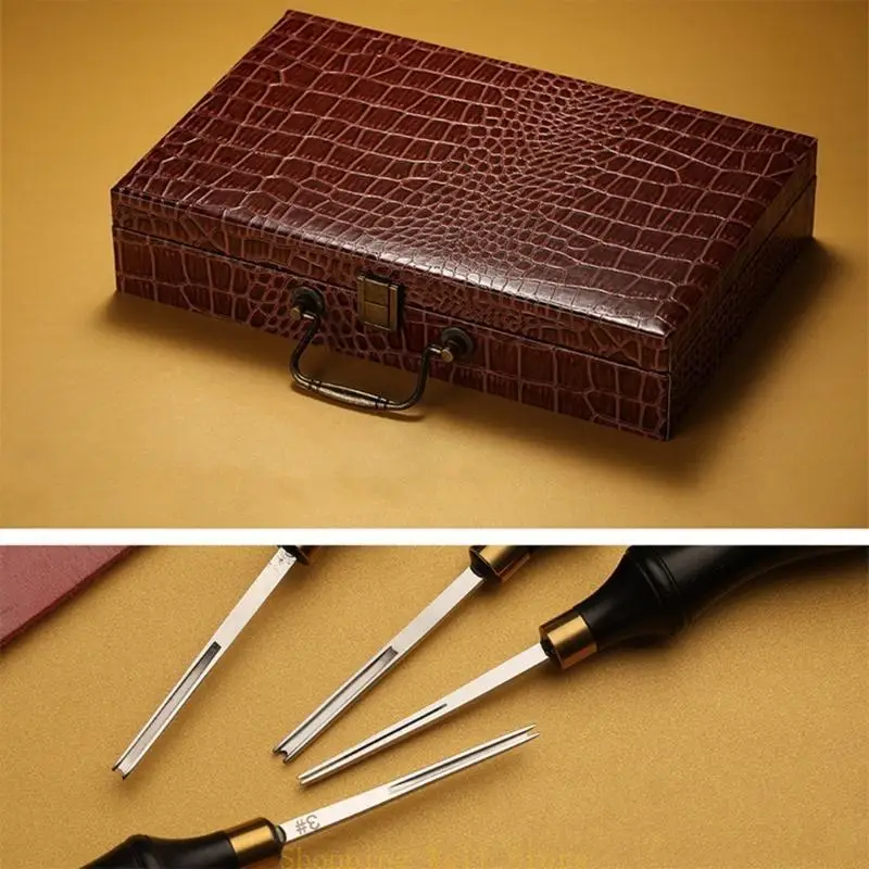 KX4B Кожаные края Skiving Tool Leather Craft Tool с деревянной ручкой кожа