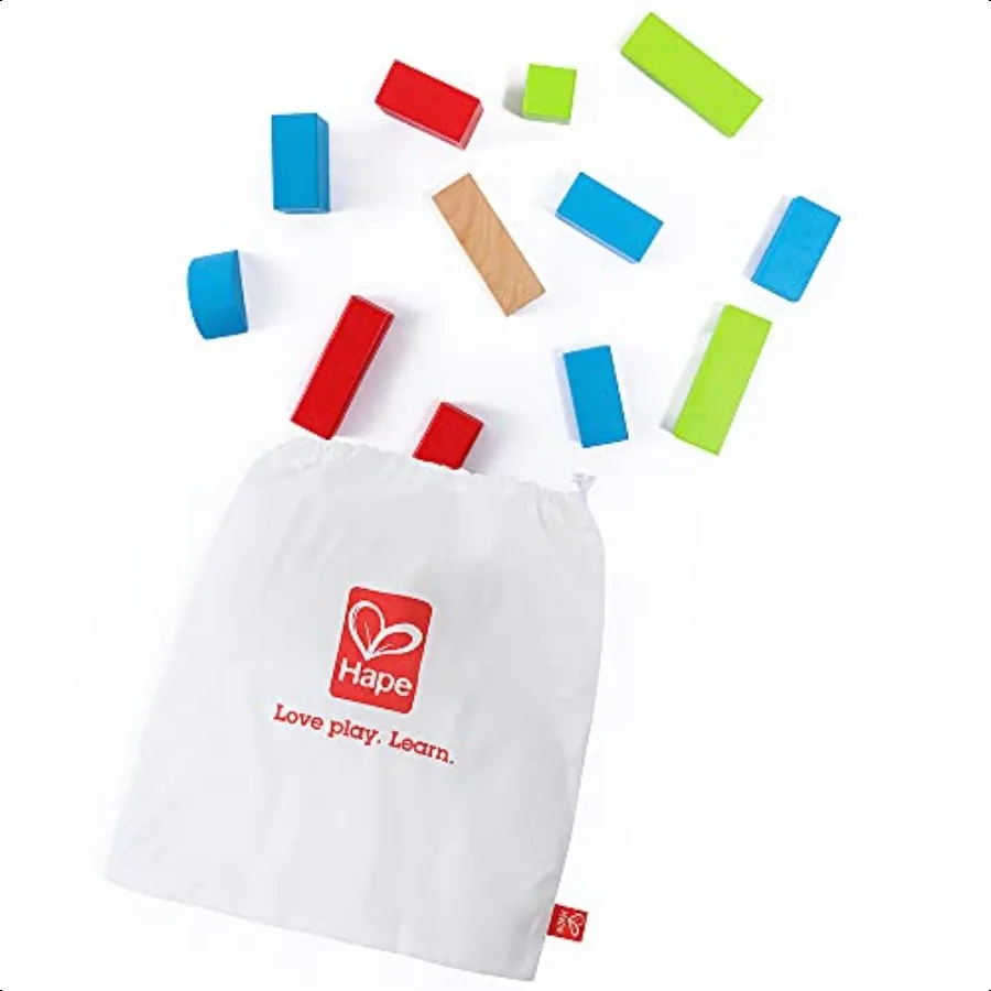 Hape Maple Wood Building Blocks Stacking Wooden Block Educational Toy Set for Toddlers 50 Brightly Colored Pieces in Assorted S