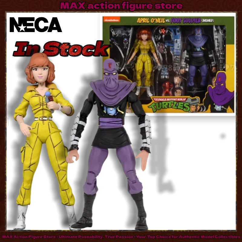 In Stock NECA 54121 April O'Neil & Foot Soldier 3rd Version 2-Pack Action Figure Teenage Mutant Ninja Turtles TMNT 1987 Cartoon