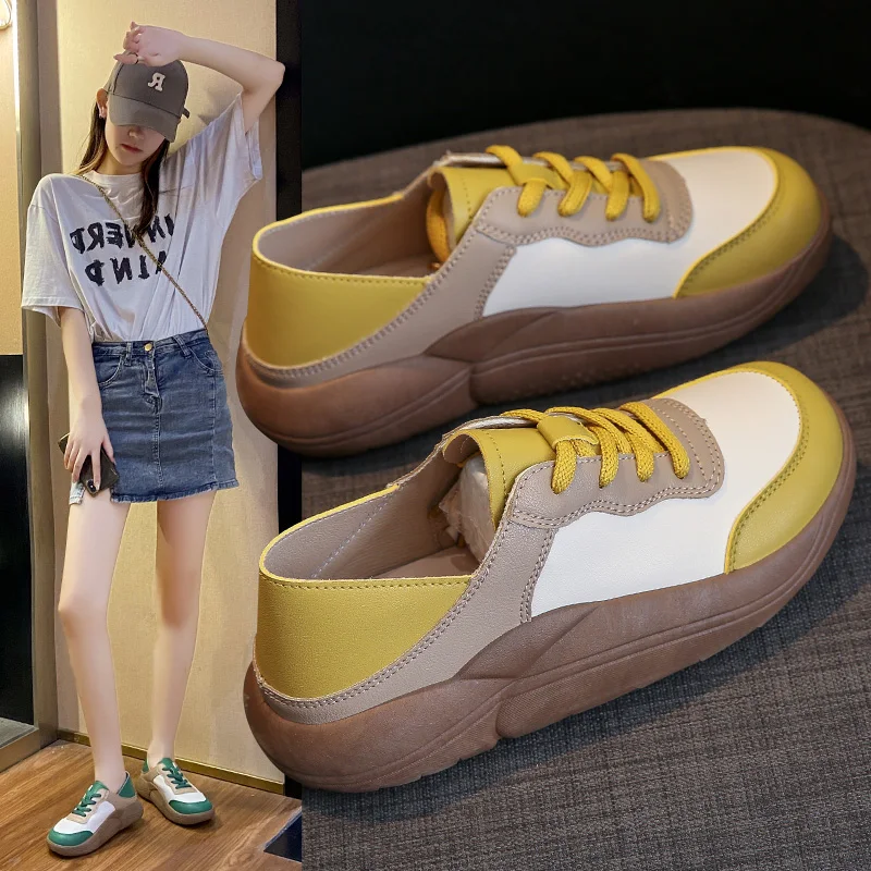 2023 Spring New Ins Half Drag Set Feet Breathable Little White Shoes Female Street Shot All Match Students Leisure