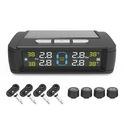 Auto Security Alarm Systems Car TPMS Tyre Temperature Monitor Tire Pressure Monitoring System Solar/USB Powered