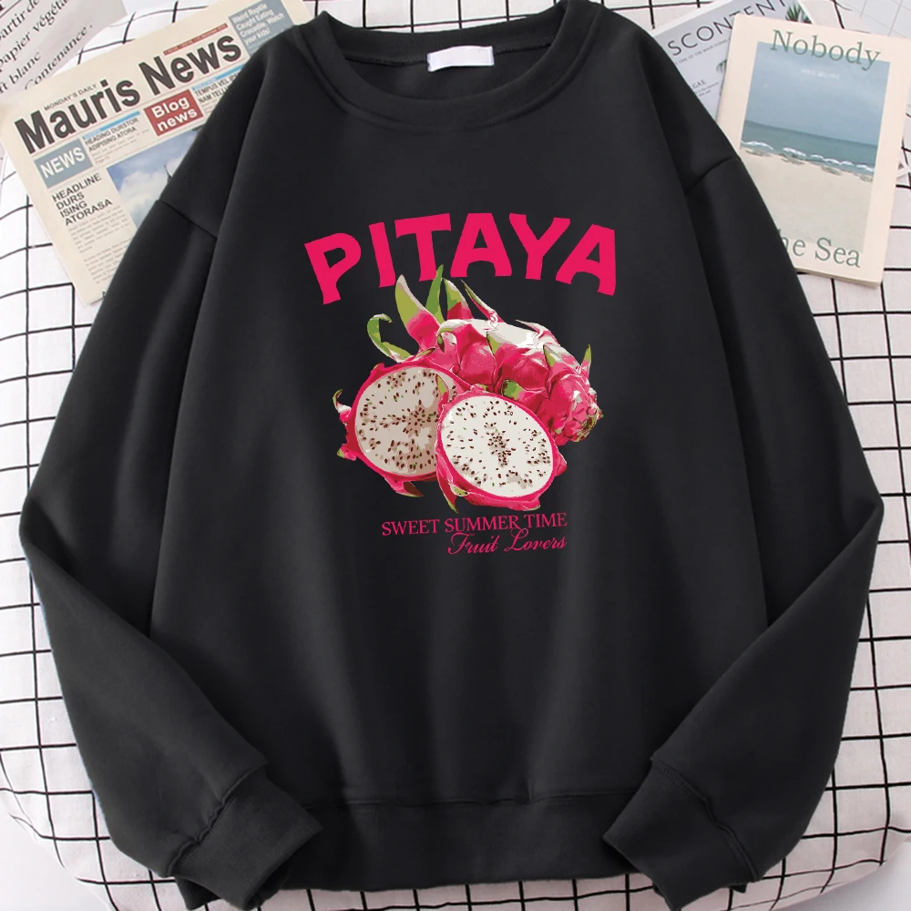 Fresh Fruit Pitaya Design Pullovers Women Autumn Loose Sweatshirt Casual Fleece Sweatshirts All-Match Crewneck Tops Female