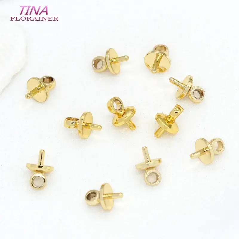 20 PCS 14k Real Gold Plated Caps DIY Jewelry Accessories Brass Metal  End Bead Caps For Pearl Beads Pendant Hanging