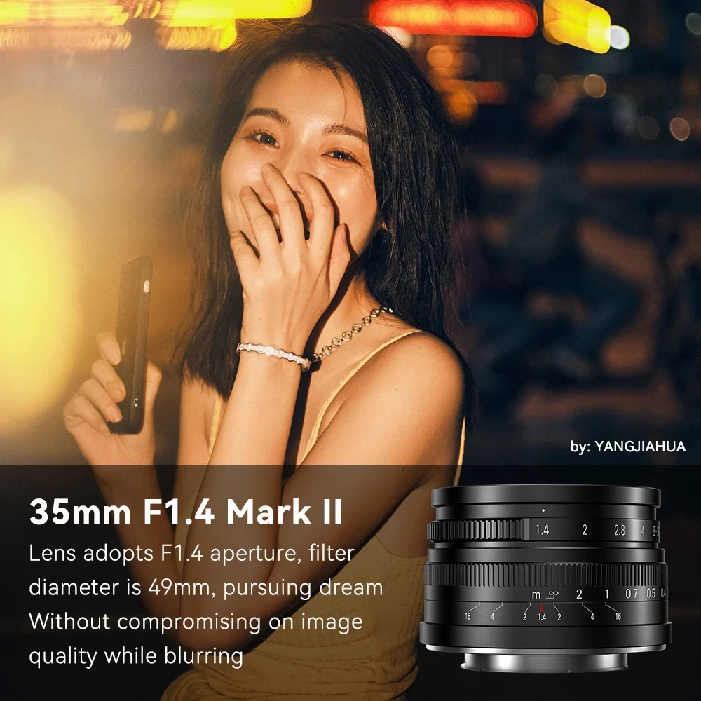 7artisans 35mm F1.4 Mark II Large Aperture Prime Lens for Sony E Fuji XF Canon M Nikon Z Macro 4/3 Mount A6600 6500 M50 Cameras