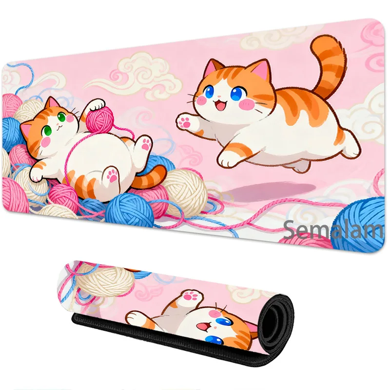 

Cute Cat and Wool Ball Gaming Mouse Pad Kawaii Anime Mat Non-slip Rubber 40x80 Desk Mat tappetino mause Decor for Office Work