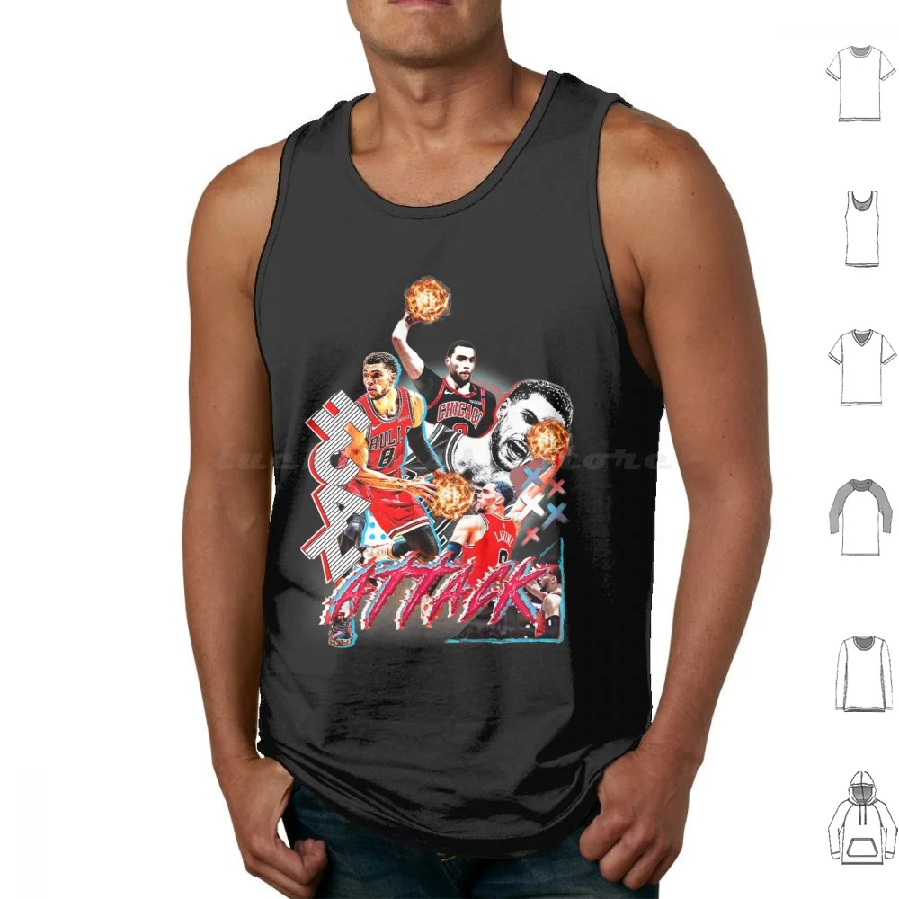 Zach Attack! Tank Tops Print Cotton Zachlavine Lavine Dunkcontest Windycity Bulls Chicago Basketball Hoops