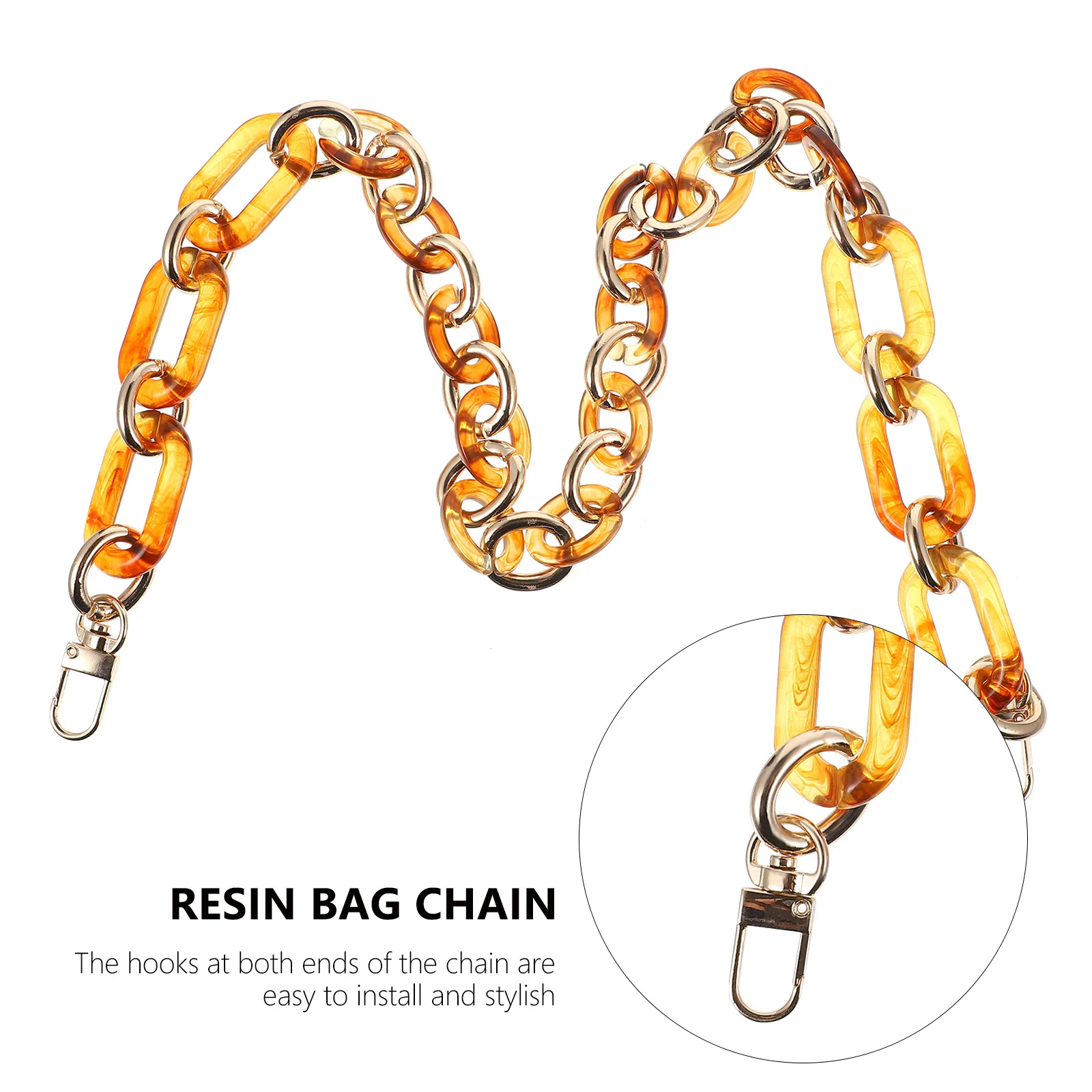 Catena per Borsa in Resina, Tono Ambra, Cinghia Decorativa per Borse, Catena Corta di Ricambio, Accessorio Fai-da-Te per Borse, Ciondolo Retrò alla Moda