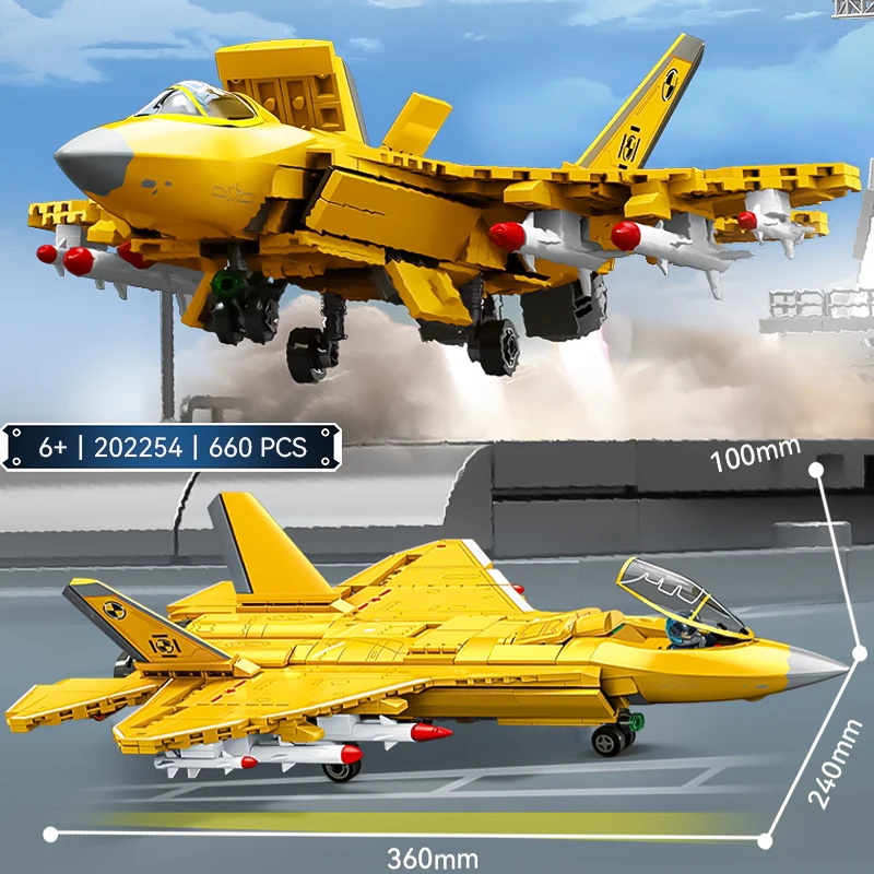 Gold version of the collection of ornaments assembled aircraft model F15 J-35 fighter building blocks boys and children's toys