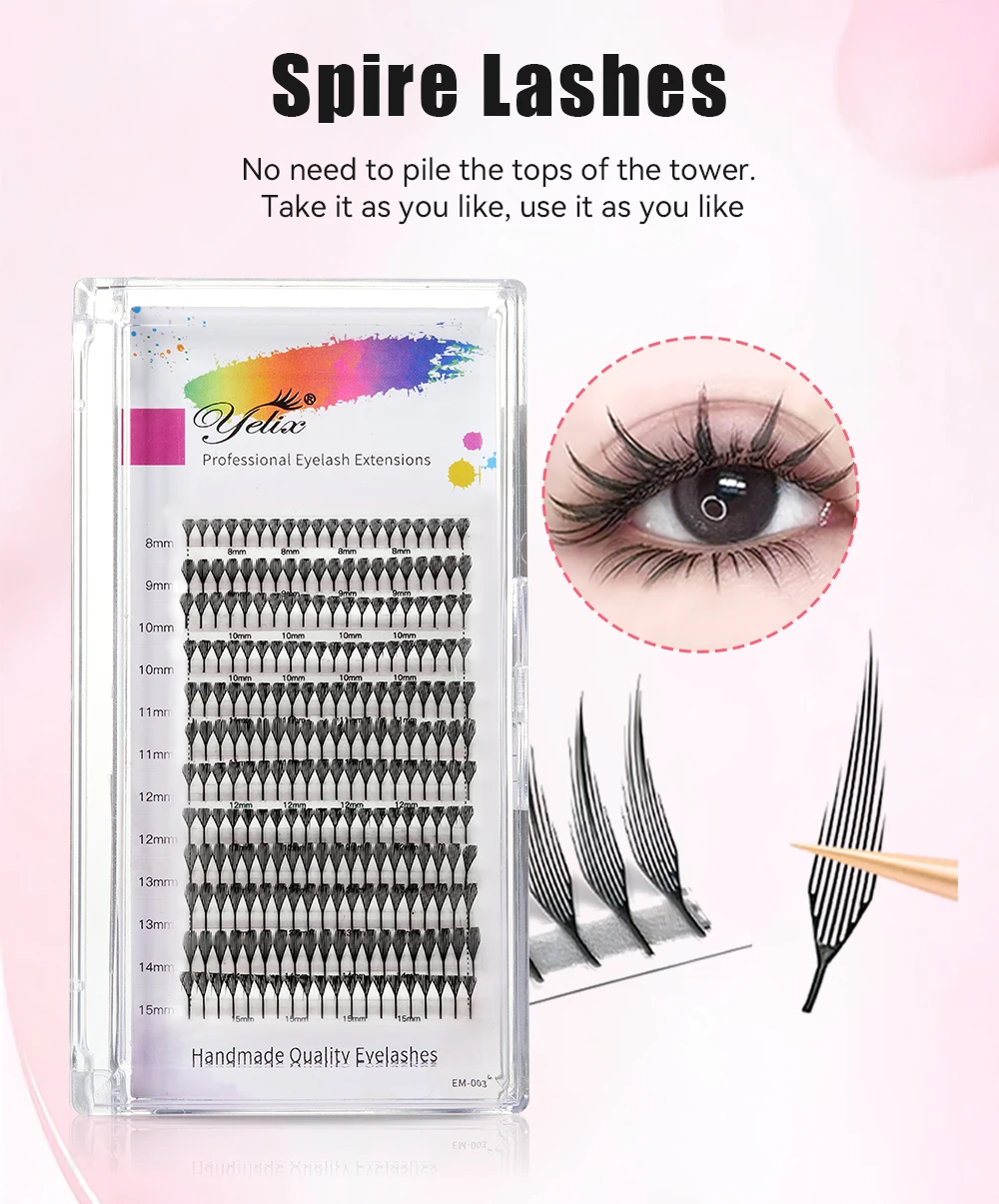 Yelix Feather Lashes Comic Spire Premade Lashes Fans Manga Anime Volume False Eyelashes Extensions for Makeup Tool