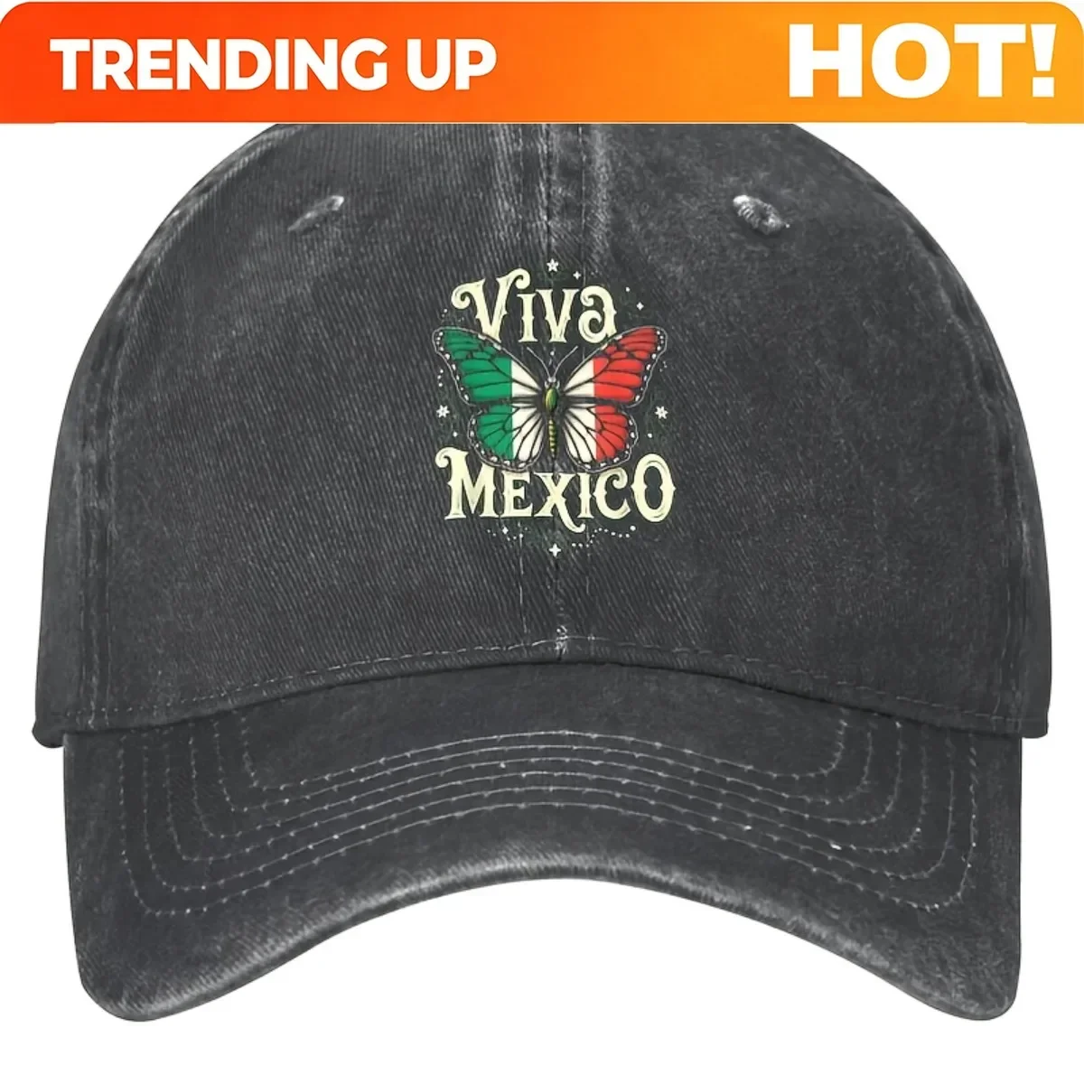 Custom 2026 Latest Face- Baseball Cap, American Retro Cap, Couple'S Matching Cap, Viva Mexico Independence Day Mexican Washed