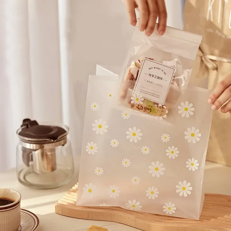 50Pcs Daisy Flower Bread Pack Bag Christmas Candy Cookie Wrapping Bags Wedding Birthday Party Plastic Gift Packaging Bag