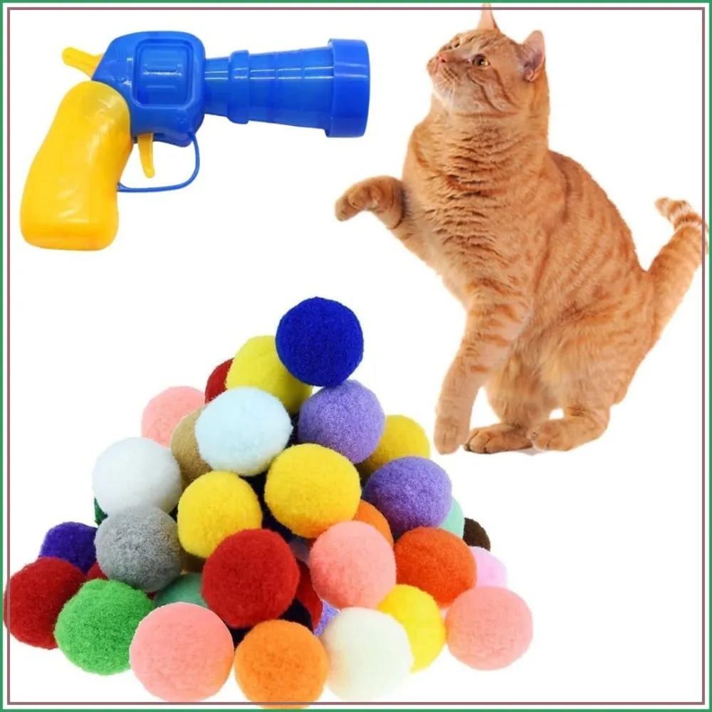 AliExpress – 30 Pcs Soft Pom Pom Balls for Kittens with Cat Ball Launcher Toy, Interactive Plush Toy for Kitten Training and Play