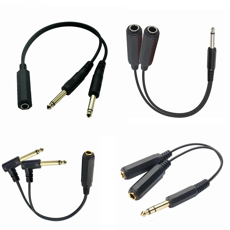 1Pcs 6.35 Mm Male & Female To 2 6.35 Mm Female Adapter Cable 1/4 6.35mm Plug To Dual 6.35mm Jack Y Splitter Stereo Audio Cord