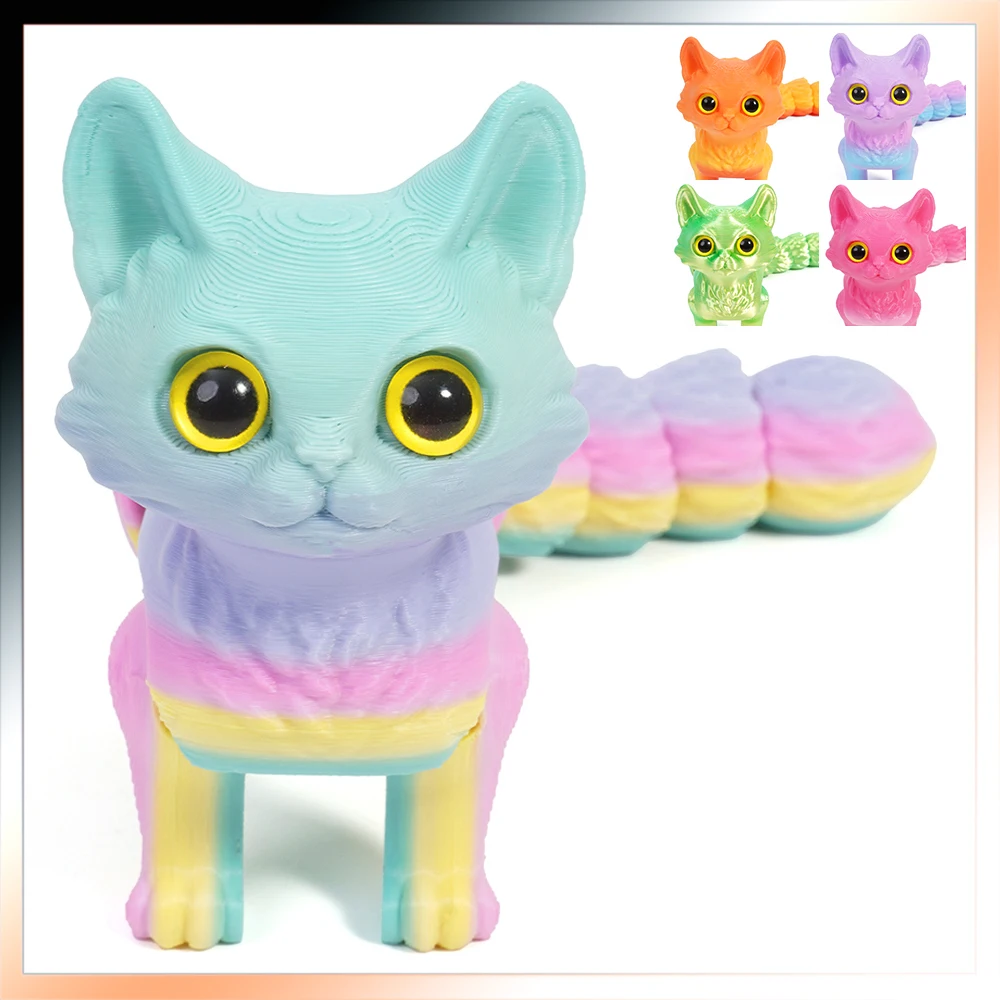 3D Printed Toys Animals Cats Figures Model Multi-joint Movable Ornament Decorative Desktop Creativity Novelty Kids Gifts Toy