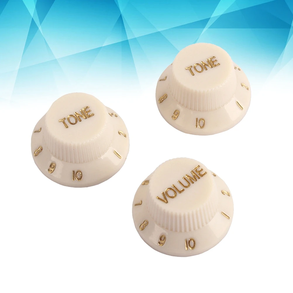 

3 PCS/ Set Plastic Hat Guitar Volume Tone Control Knobs Rotary Knobs for ST Electric Guitar Parts Replacement (Creamy)