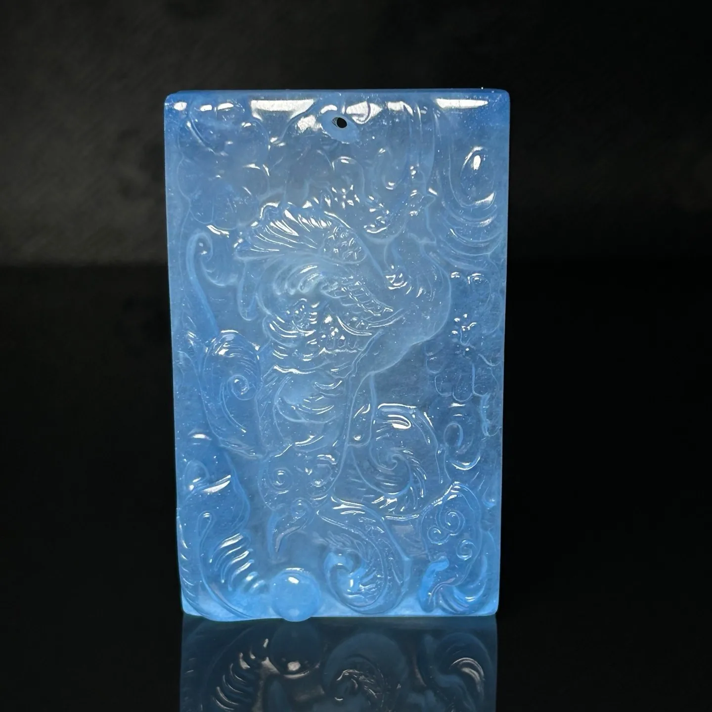 Real Natural High Ice Jade Jadeite Blue Phoenix amulet Pendant&Necklace
