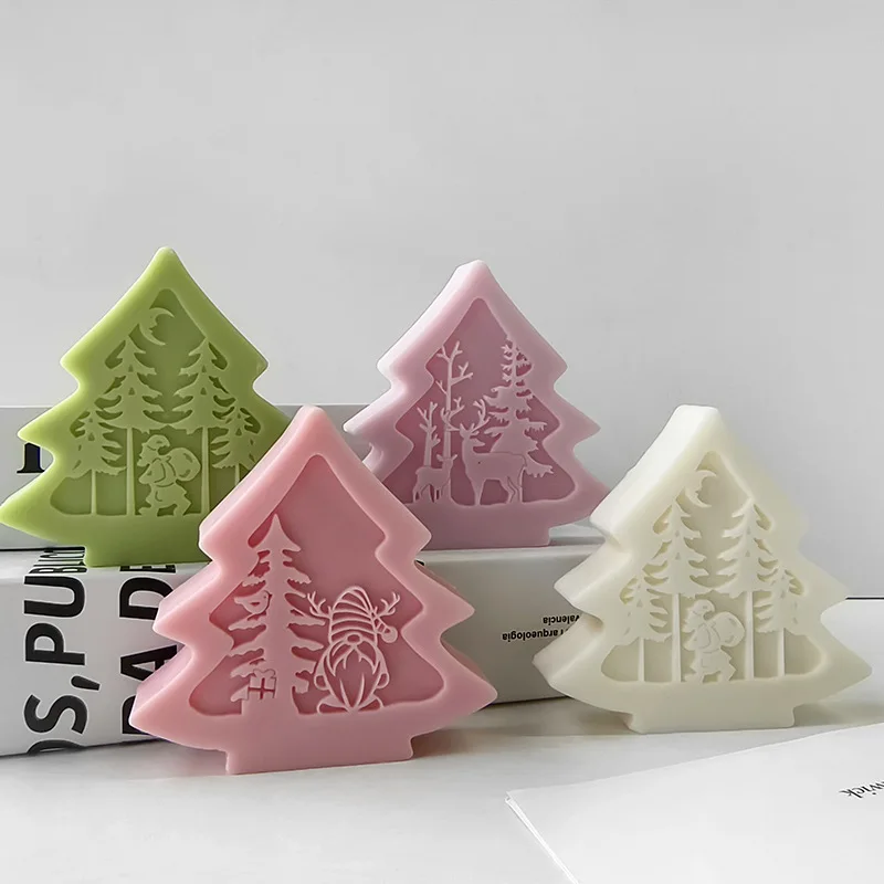 Stampo per albero di natale 3D stampo per candela per aromaterapia con alce di babbo natale stampi in Silicone per ornamenti di sapone fatti a mano