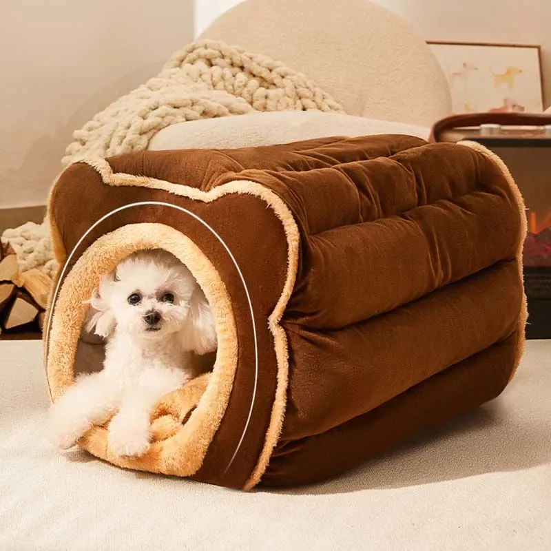 Winter Warm Closed Dog House Small Plush Medium Dog Teddy Nest Villa All Seasons Universal Niche Pour Chien Pet Accessories