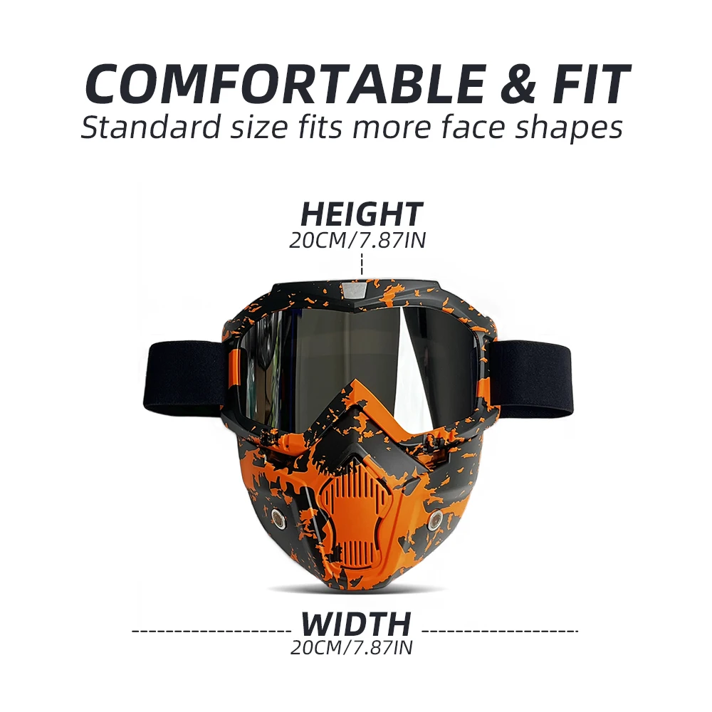 One-Piece Detachable Motorcycle Mask - Wind/Sand Proof, Wide Field of View & Breathable for Street Riding view 6