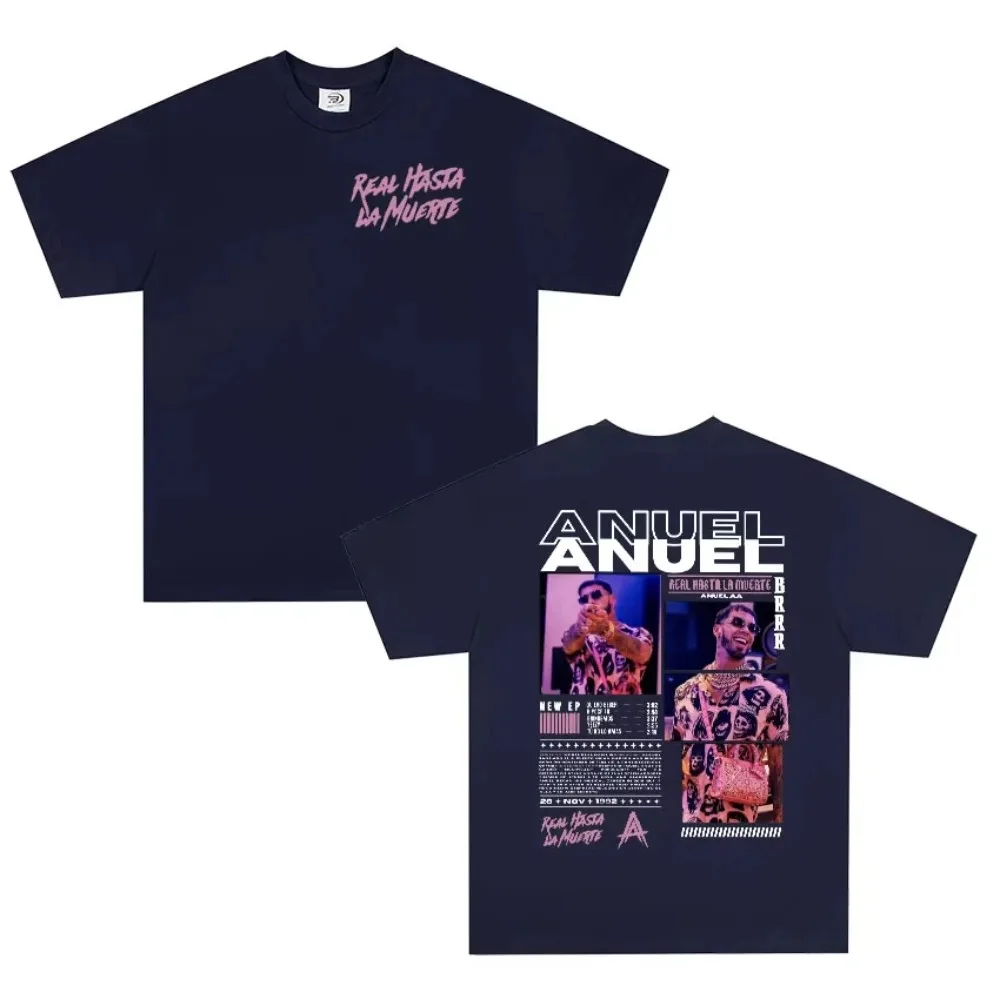 

Rapper ANUEL AA Real Hastala Muerte Tour New Album T Shirt Men Women Retro Hip Hop Fashion Cotton Short Sleeve Tshirt Streetwear