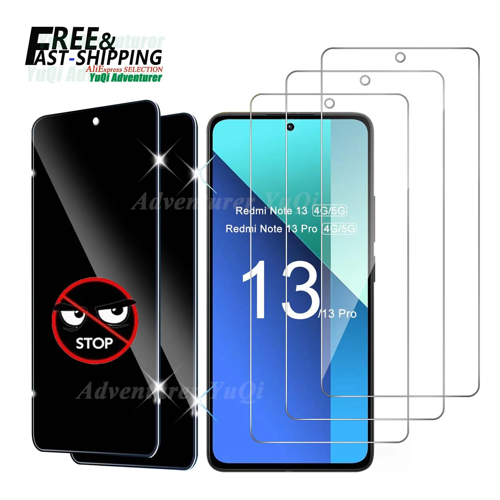 Protector de pantalla para Redmi Note 13 Pro, cristal templado HD transparente, antiespía, privacidad 9H, aluminio alto, 4G, 5G