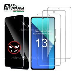 Redmi Note 13 Pro 화면 보호기 4G 5G 강화 유리 HD 크리스탈 클리어 안티 스파이 엿보기 개인 정보 보호 9H 높은 알루미늄