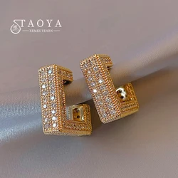 2025 New Heavy Industry Micro Setting Zircon Geometric Square Anti Allergy Dangle Earrings For Women's Fashion Jewelry Party Acc