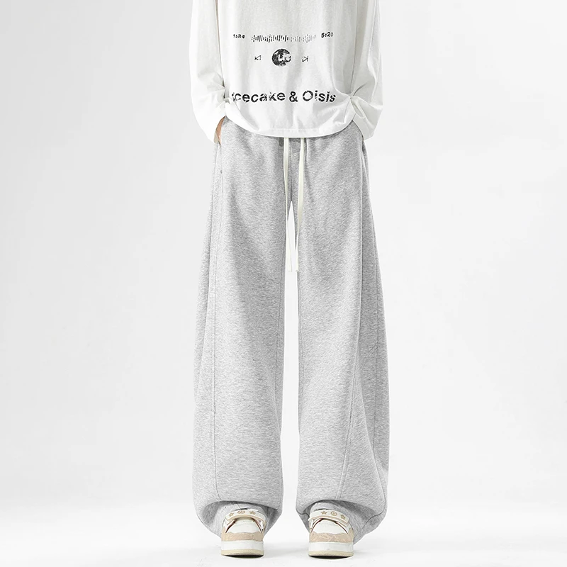 

Men's Casual Wide Leg Pants 65% Cotton Soft Outdoor Sweatpants High-Quality Neutral Long Baggy Trousers for Comfortable Wear