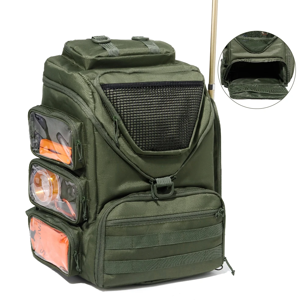 

Рыболовная сумка-рюкзак для снастей, тактический мягкий ящик для снастей с держателем для удочек, подарки для мужчин и женщин