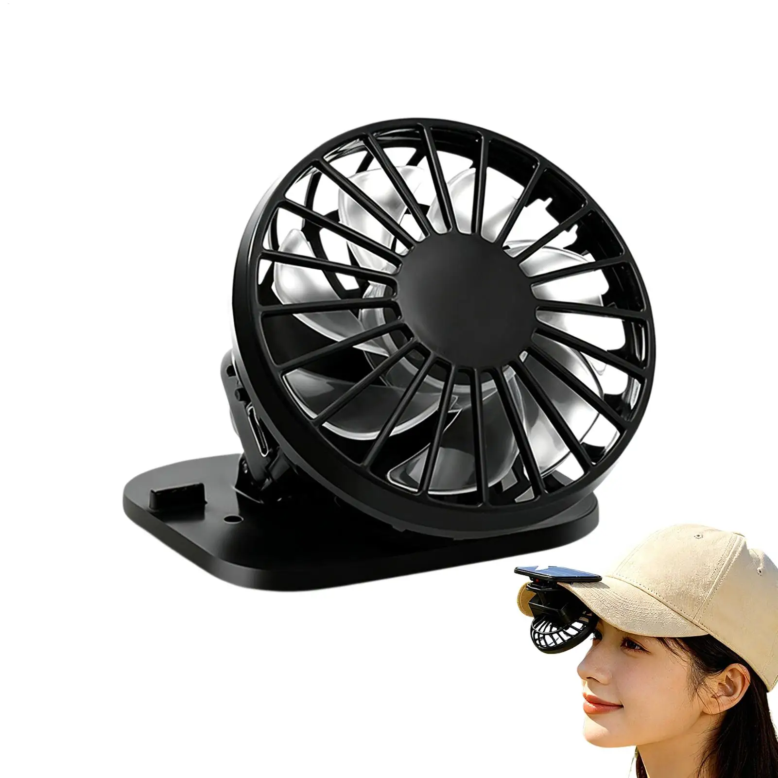 Hat Clip Fan 3 Speeds Hands-free Cooler USB Rechargeable Portable Clip On Fan for Outdoor Camping Running Fishing Garden Yard