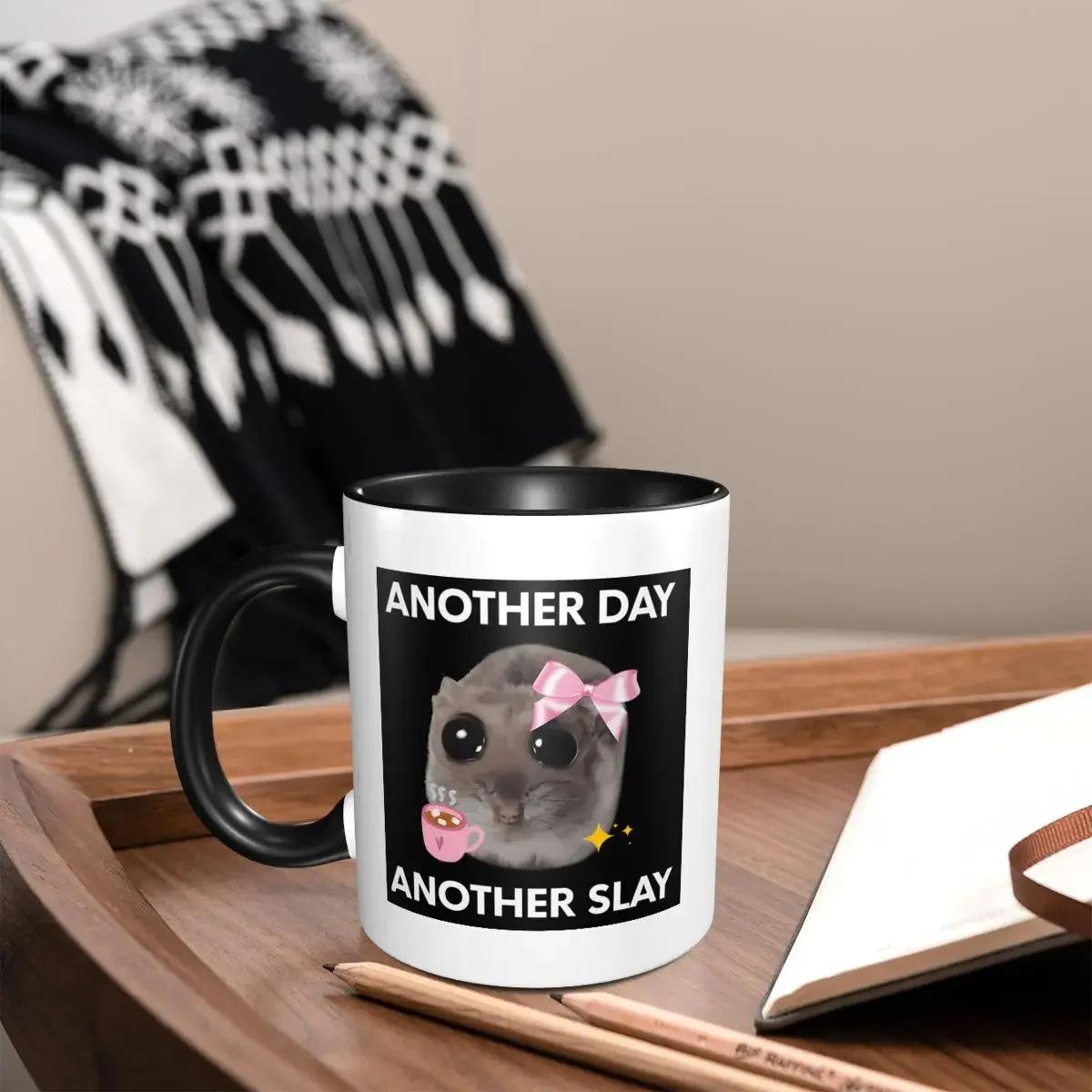 Another Day Another Slay Sad Hamster Mug Funny Ceramic Coffee Cups Tea Mugs Milk Cup Drinkware Gifts for Woman Man