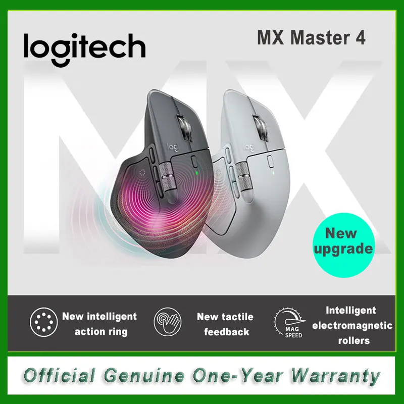 Беспроводная мышь Logitech MX Master 4, офисная эргономичная мышь Bluetooth — обновленная версия бесшумной мыши с беспроводным приемником