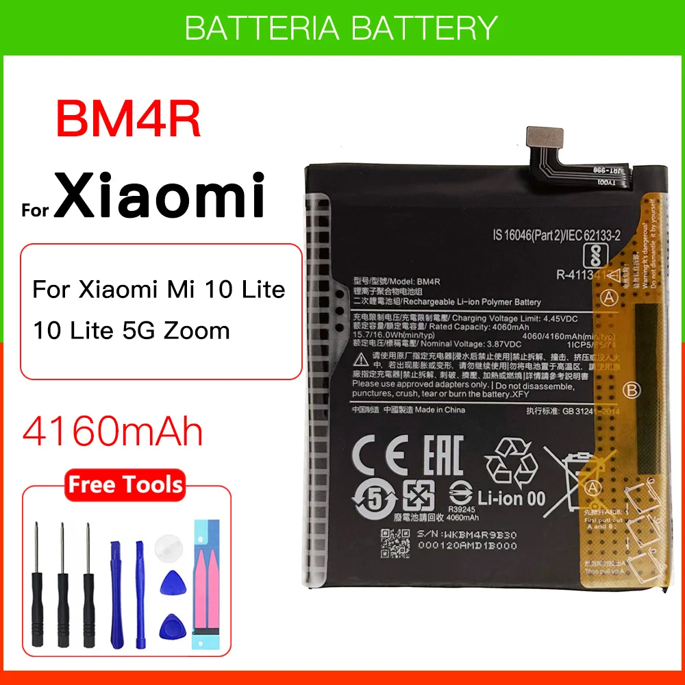 

Original Genuine XIAO MI BM4R 4160mAh Phone Battery For Xiaomi Mi 10 Lite 10Lite 5G Zoom Replacement Batteries