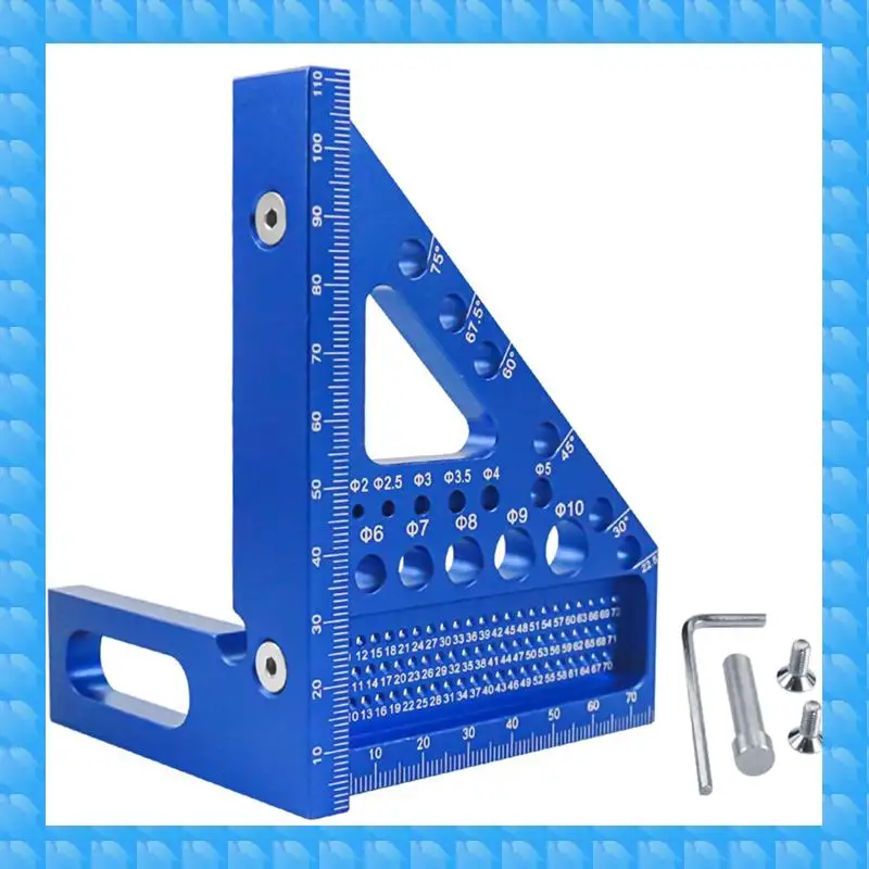 ETRT Woodworking Square Protractor, Woodworking Square With Dowel Pins,Aluminum Alloy Miter Triangular Ruler,Angler Scriber