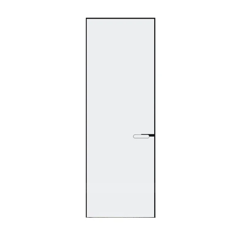 

White carbon crystal paint-free solid wood bedroom door frameless invisible aluminum wood door flat wood door