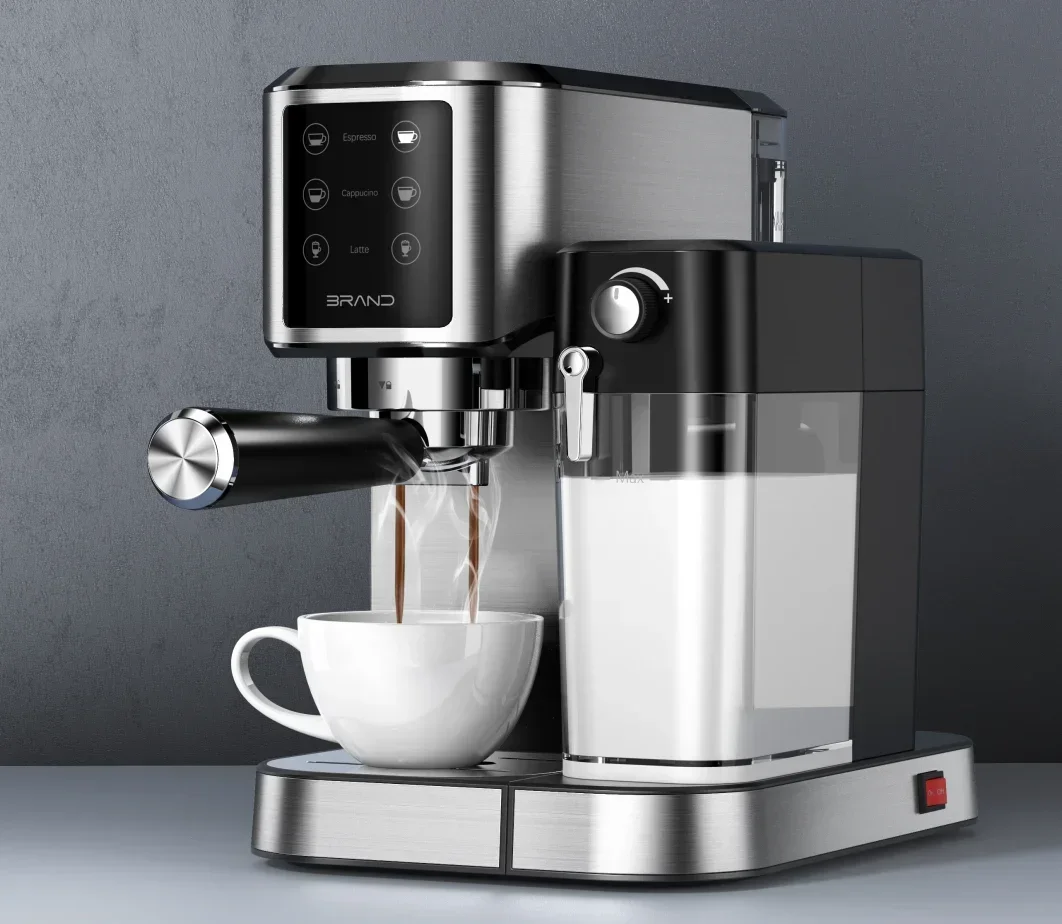 For Hot selling Steam Espresso And Cappuccino Maker Stainless Steel Coffee Maker Espresso Machine with milk tank