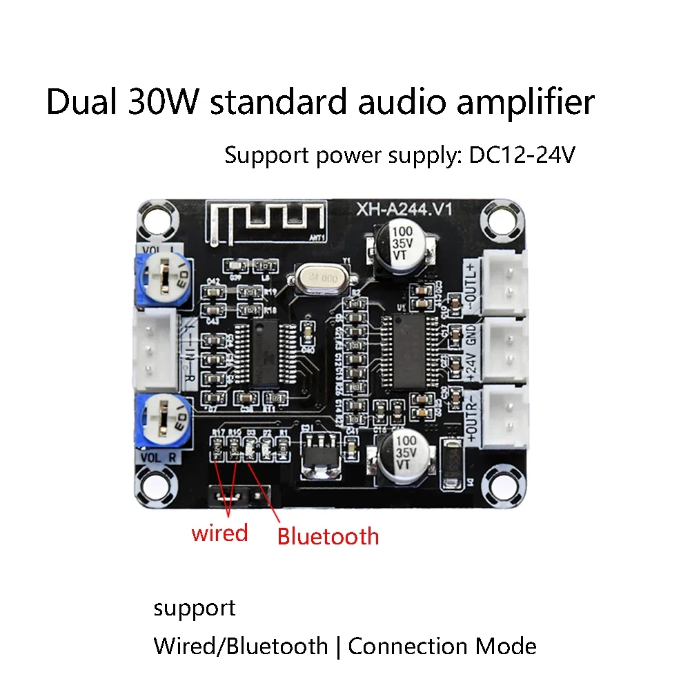 XH-A244 Универсальный модуль аудиоусилителя TPA3110D2 Плата цифрового усилителя Двухканальный DC12-24V