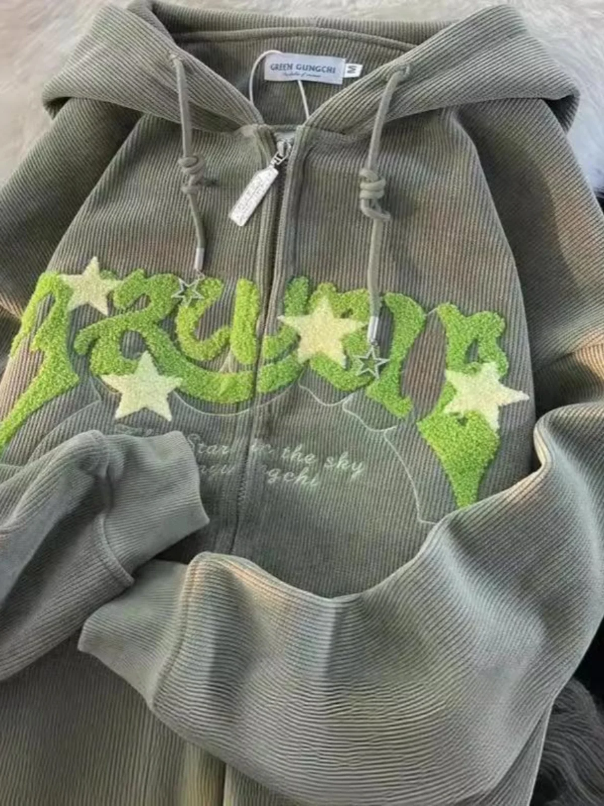 سترة نسائية فضفاضة مطرزة بسلسلة مفتوحة وقميص طويل Sve مستدير Ne Zipper إغلاق الشارع Sle لربيع وصيف