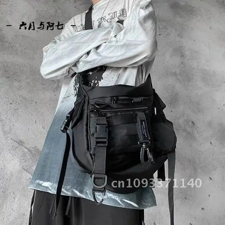 Shopper Nylon Shoulder Gothic Black Crossbody Messenger Tote Waist Hop Techwear For Bags Hip Goth Satchel Men Postman Women's