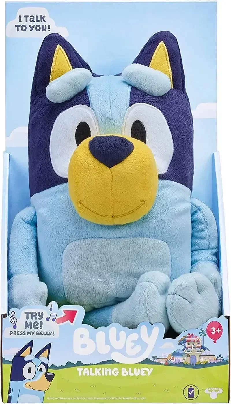 Peluche parlante de la familia Bluey para niños, perro Bingo, música, figura de Anime Bluey, Animal lindo, cantar, muñeca de perro, regalos de Navidad, nuevo