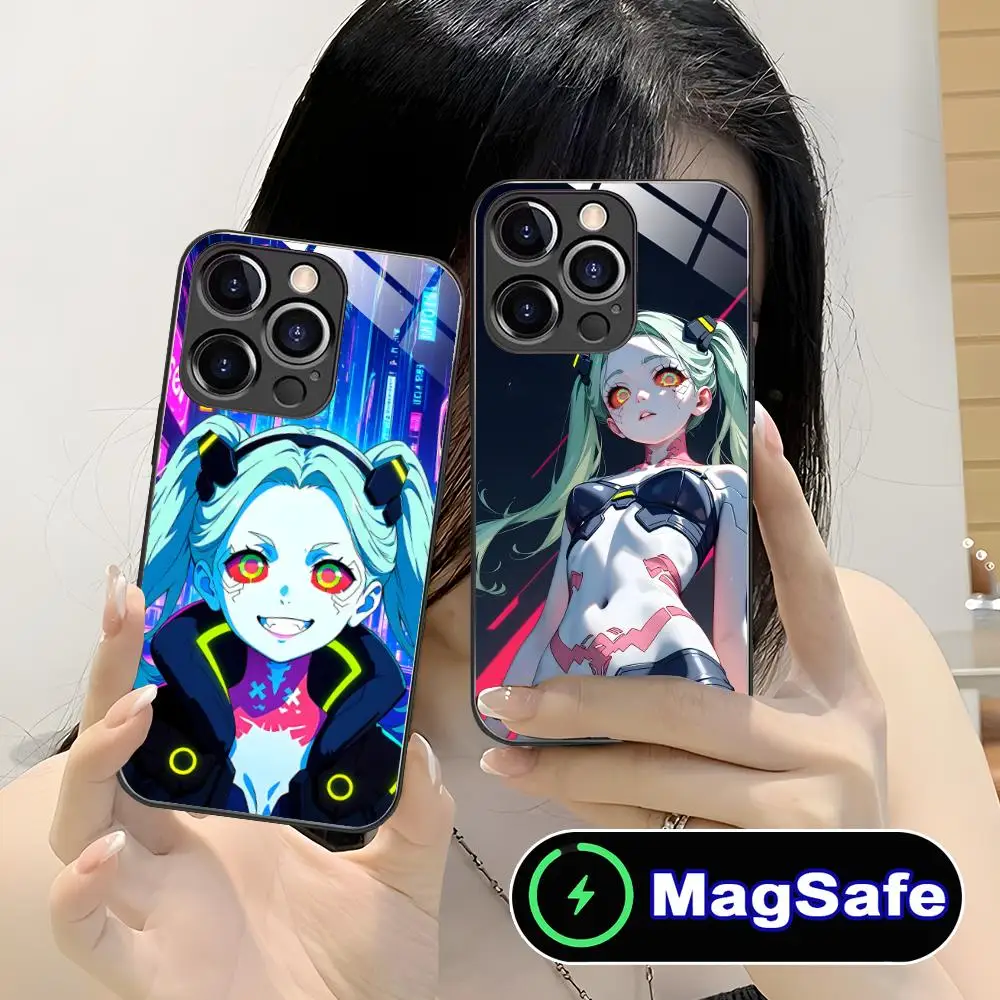 

Чехол для мобильного телефона в стиле панк Girl Rebecca для iPhone 17, 16, 15, 14, 13, 12, 11 Air Pro Max Plus Mini MagSafe, стеклянный красочный чехол, роскошный