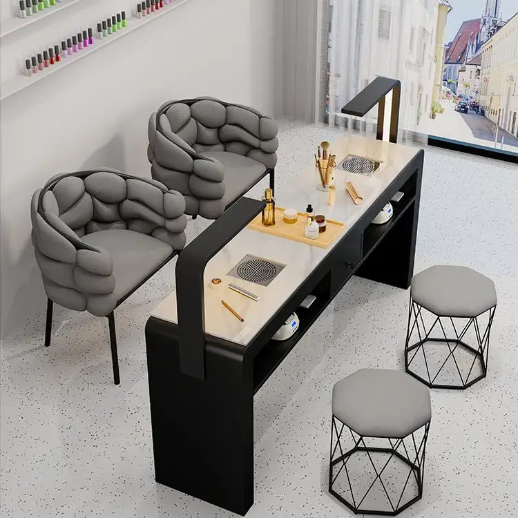 

Nail art table and chair set special e****mical single double light luxury multi-functional