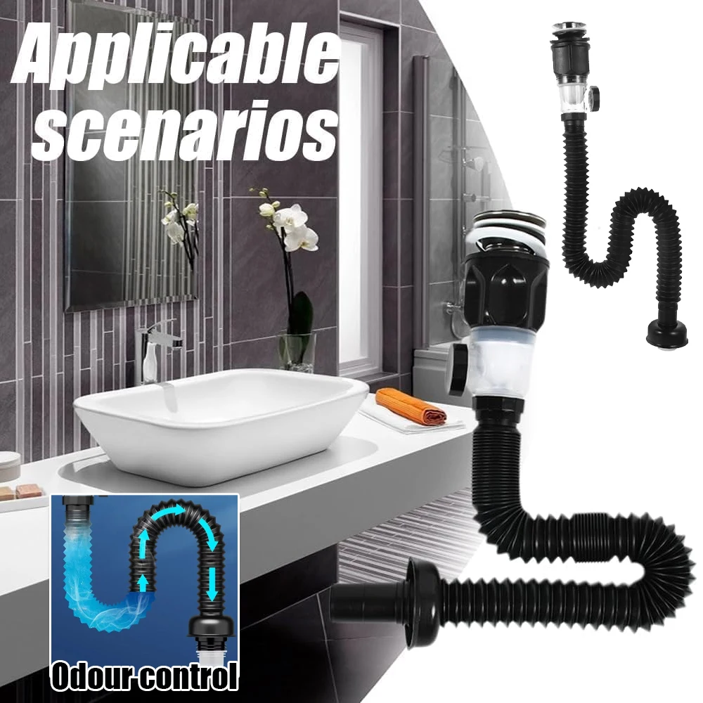 

Universal Bathroom Washbasin Anti Blockage Drain Pipe Flexible Stretchable Deodorant Strainer Pipeline Accessories for Sink