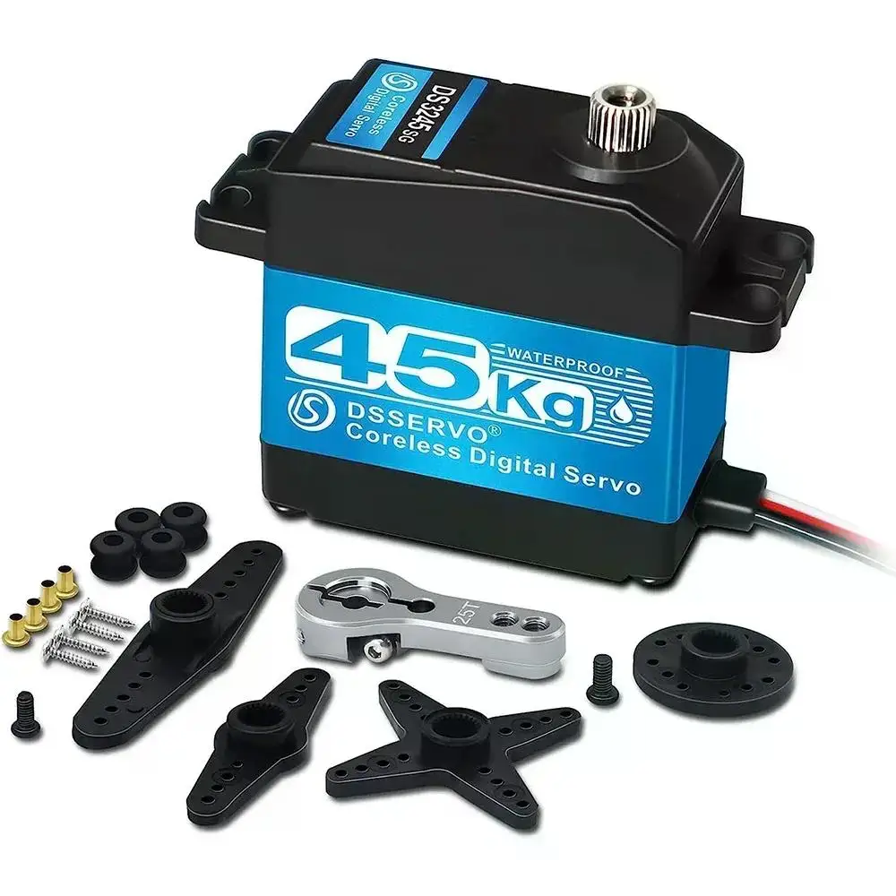 45 kg.cm kernloses digitales Servo 7,4 V IP66 wasserdicht 180 ° /270 °   Programmierbares Metallgetriebe mit 25T-Arm für 1:8 Baja/Robotics