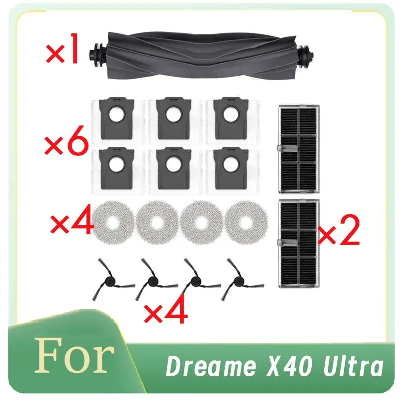 

A60T Effortless For Dreame X40 Ultra Robot Vacuum Cleaner Roller Side Brush HEPA Filter Mop Pad Dust Bag Essential Vacuum Access