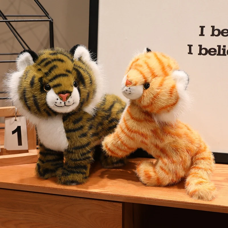 

Реалистичная плюшевая игрушка: тигр/леопард, мягкая кукла в виде дикого животного, реалистичная пушистая подушка-снежная пантера, подарок для малышей и детей на день рождения