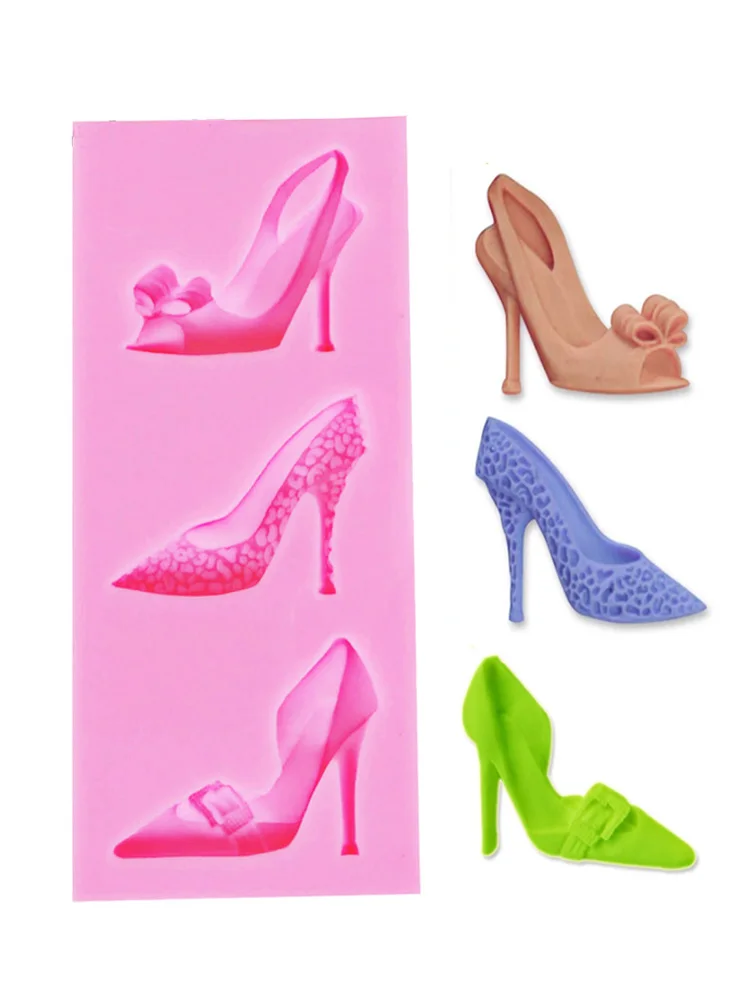 Girl High-heeled Shoes Silicone Moulds Fondant 3D Cake Cupcake Jelly Candy Molds Chocolate Decoration Baking Tool Resin F1141