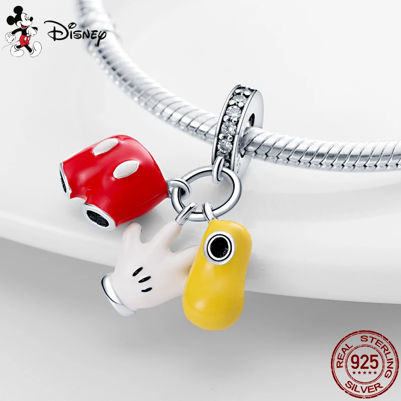 Disney Mickey Three-Piece Set Of Charm Beads Fits Pandora Original Bracelet Women 925 Silver Pendant Bead Jewelry Hot Sale Gift