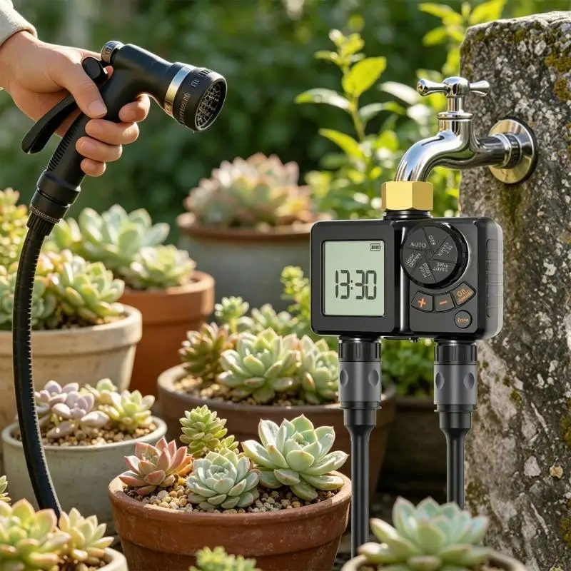 Two Zone Water Controller Featuring Rechargeable Energy Supply And USB Type C Port For Garden Irrigation 87HA